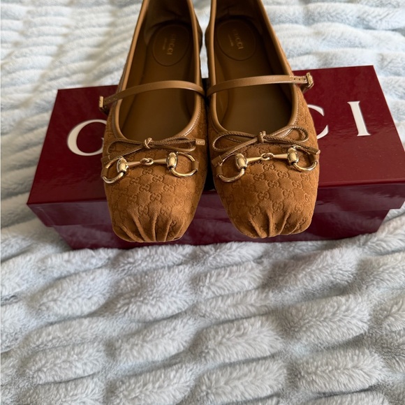 Gucci Brown GG Monogram Mary Jane Flats with Horsebit - Picture 4 of 6